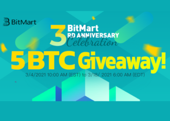 BitMart Celebrating 3rd Anniversary with Crypto Promotion Events: 5 BTC Giveaway