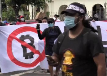 Demonstrators Hold Bitcoin Protest Outside El Salvador Parliament