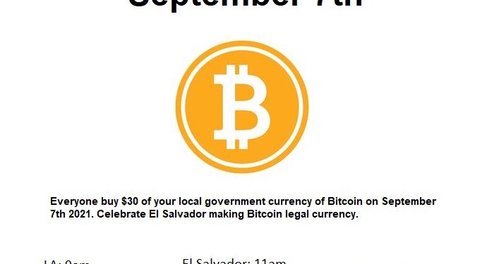 Tomorrow, The Community Will Buy $30 In BTC To Support El Salvador’s Bitcoin Law