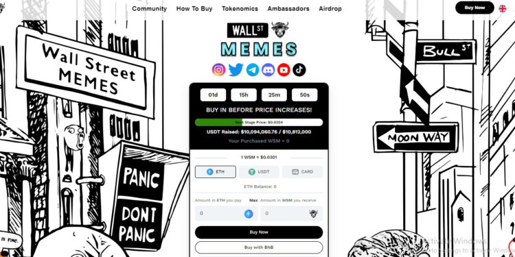Wall Street Memes Surges Past $10 Million as Investors Rush to Buy the Latest Meme Coin Before It Lists on Exchanges