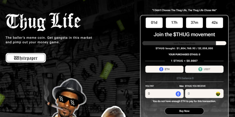 Last Chance to Get Involved in 2023’s Best Meme Coin Presale – Thug Life Token Raises $1.8 Million, About to Sell Out