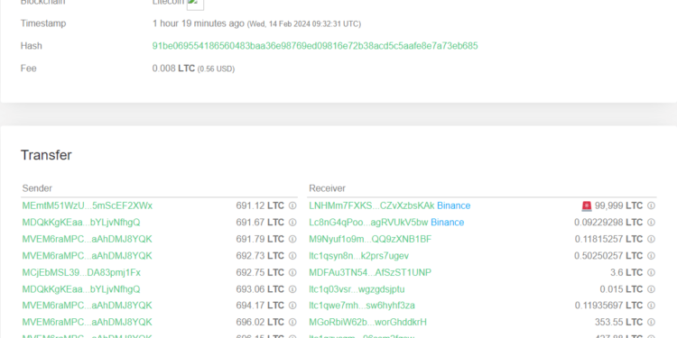 Litecoin Whale Deposits Big To Binance, LTC’s 3% Drop To Extend?