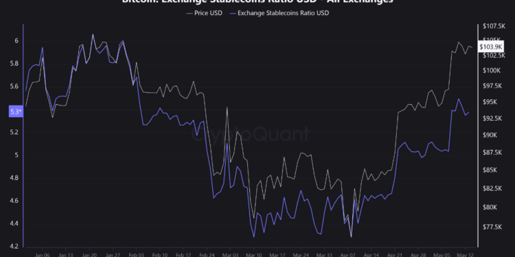 Bitcoin Exchange Stablecoins Ratio Surges—A Warning For Investors?