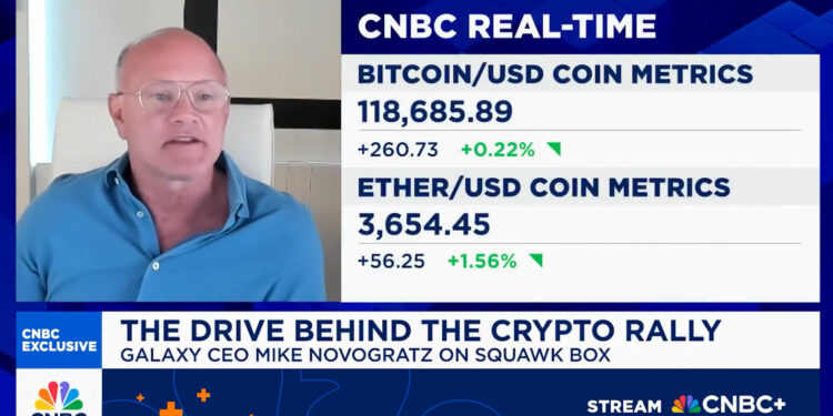 Galaxy CEO Novogratz Forecasts Ether Outperforming Bitcoin Within 3–6 Months