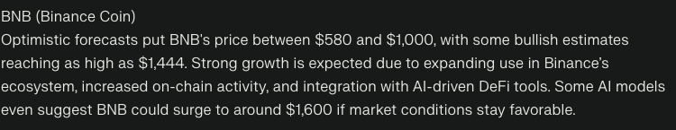 Perplexity AI Predicts the Price of BNB Coin, Ripple, Solana by the End of 2025