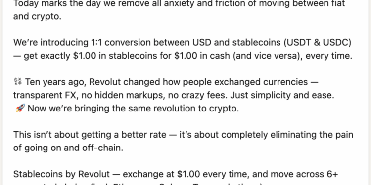 65 Million Revolut Users Can Now Swap Stablecoins at Zero Cost