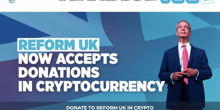 UK Eyes Crypto Political Donation Ban, Threatening Farage’s Reform War Chest