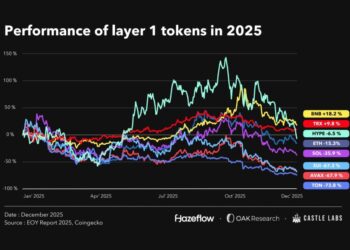 L1 Tokens Crushed in 2025 as SOL, AVAX Drop Over 65%: Report
