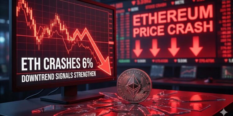 Ethereum Price Crashes 6%, Downtrend Signals Strengthen Sharply