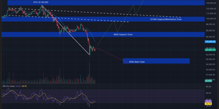Bitcoin Holds Near $67K as Traders Pay Up for Crash Protection in Options Markets