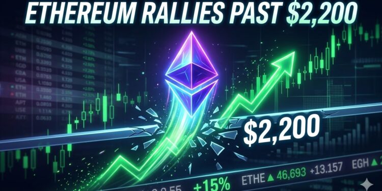 Ethereum Price Rockets Above $2,200 as Bulls Tighten Market Control