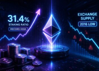 Ethereum Staking Ratio Hits Record 31.4% As Exchange Supply Crashes To 2016 Lows