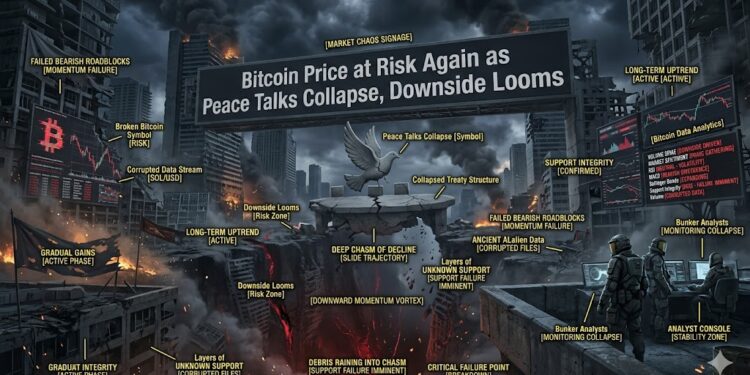 Bitcoin Price at Risk Again as Peace Talks Collapse, Downside Looms
