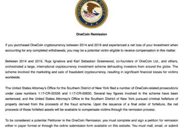 DOJ Opens $4 Billion OneCoin Claims Portal for Scammed Investors
