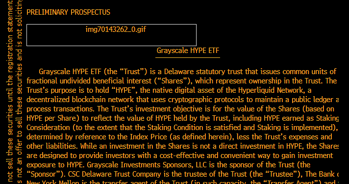 Grayscale Amends Hyperliquid ETF Filing, Replaces Coinbase With Anchorage as Custodian