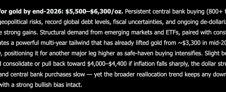 Elon Musk Grok AI Predicts GOLD Price by End of 2026