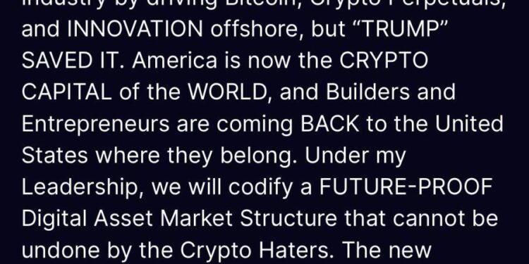 Trump Bullish “We Will Never Let Crypto Down” Commitment Sent Crypto Market Down