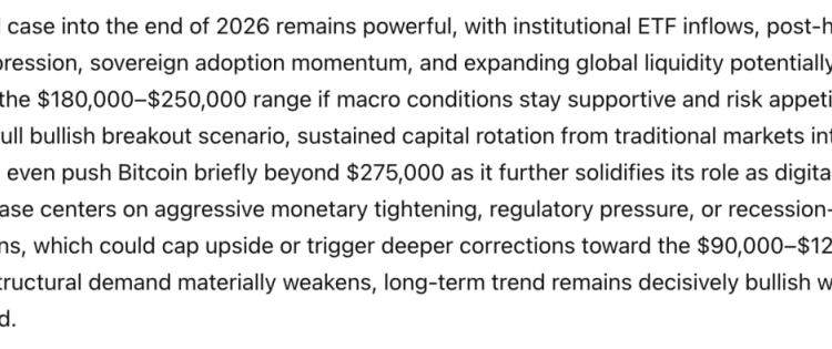 US Goverment Secret AI Model Predicts the Shocking Price of Bitcoin by The End of 2026