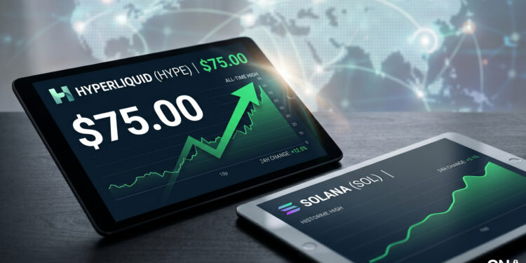 Hyperliquid Surpasses Solana in Token Price as HYPE Hits Record $75